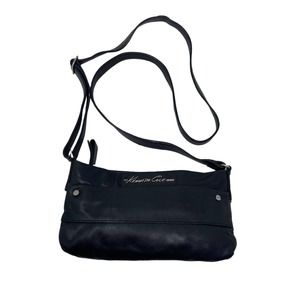 Kenneth Cole Black Leather Mini Crossbody Bag w/ zip closure